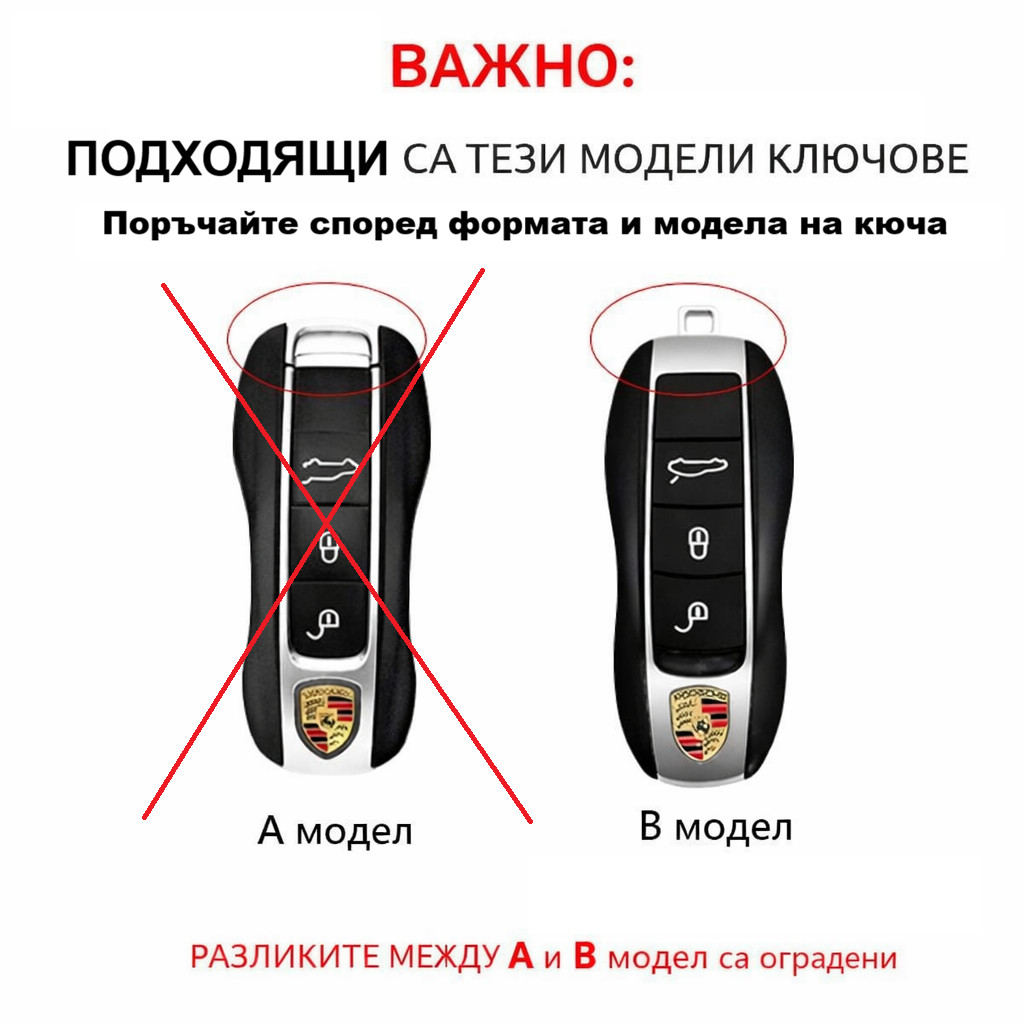 Кожен калъф за ключ Porsche с ключодържател – Ръчно зашиване