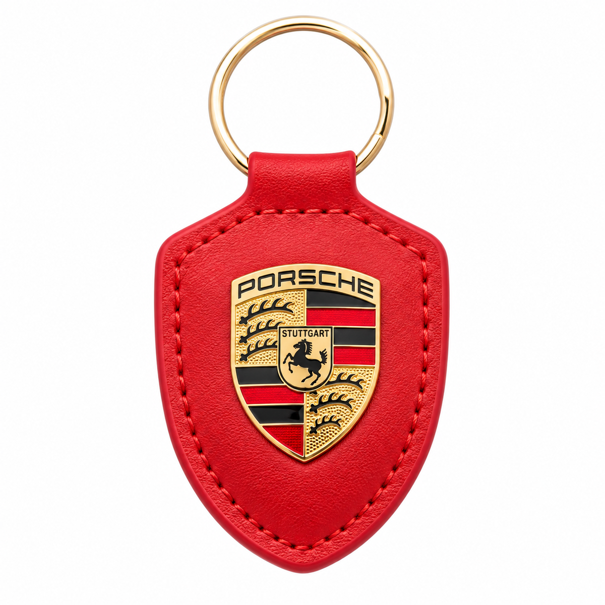 Луксозен кожен ключодържател Porsche с метална емблема