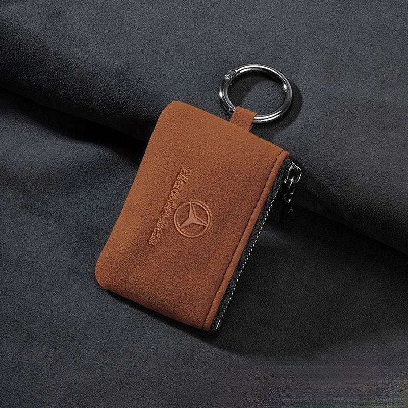 Кожен калъф за ключ Алкантара