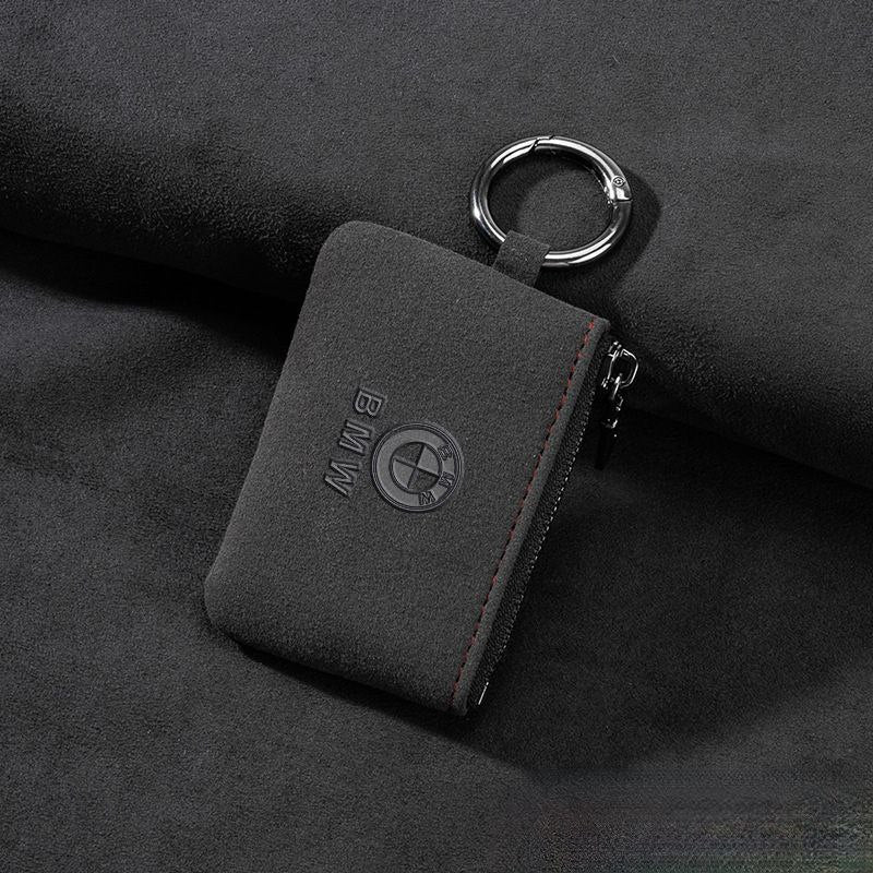 Кожен калъф за ключ Алкантара