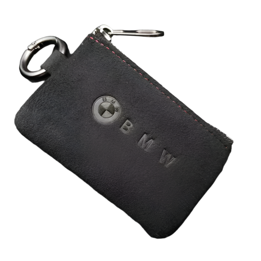 Кожен калъф за ключ Алкантара
