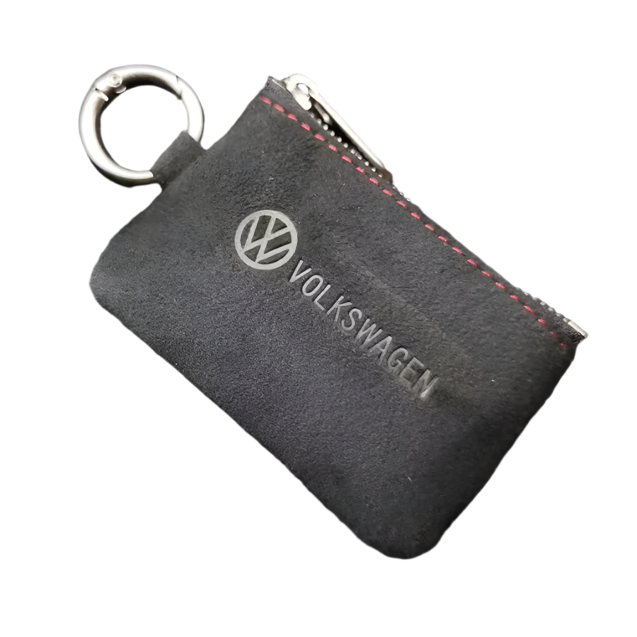 Кожен калъф за ключ Алкантара