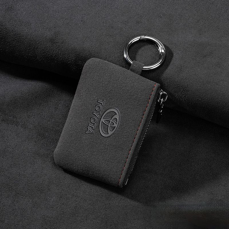 Кожен калъф за ключ Алкантара