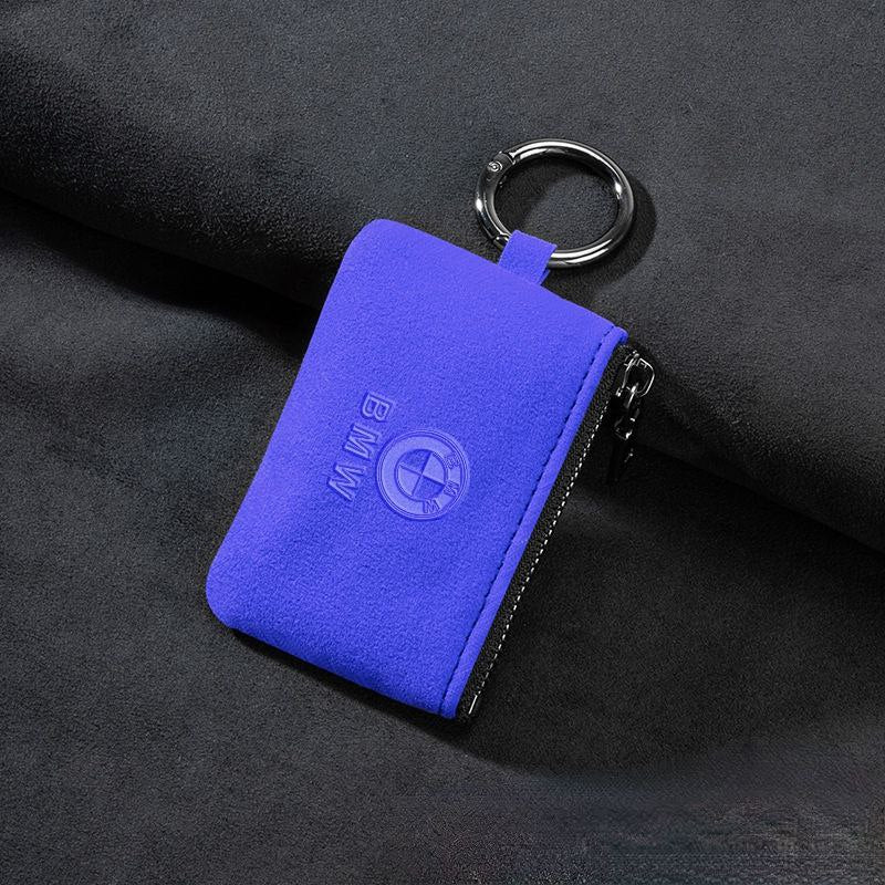 Кожен калъф за ключ Алкантара