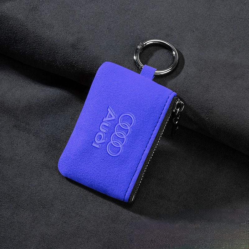 Кожен калъф за ключ Алкантара