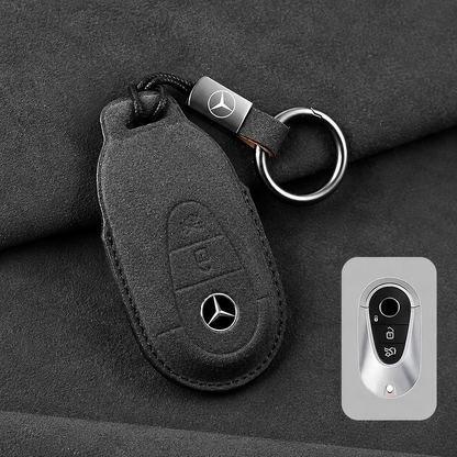 Луксозен калъф за ключ Mercedes от Алкантара с ключодържател