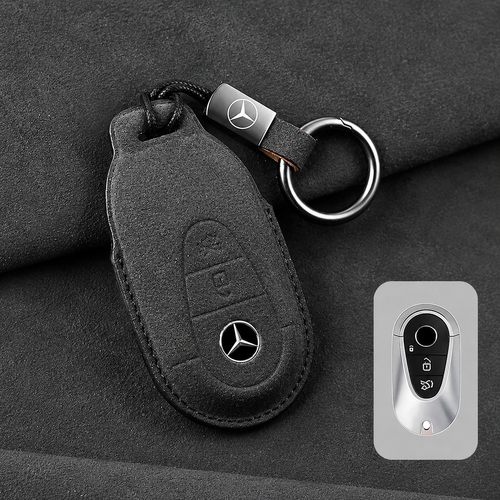 Луксозен калъф за ключ Mercedes от Алкантара с ключодържател
