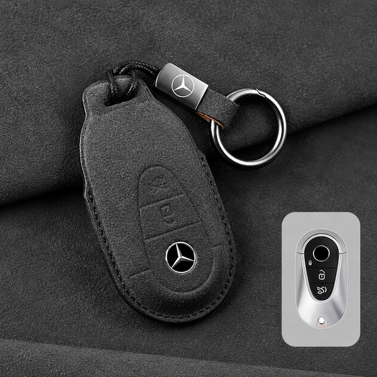 Луксозен калъф за ключ Mercedes от Алкантара с ключодържател
