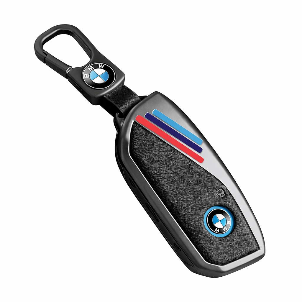 Премиум калъф за ключ BMW M + ключодържател – спортен дизайн ЧЕРЕН