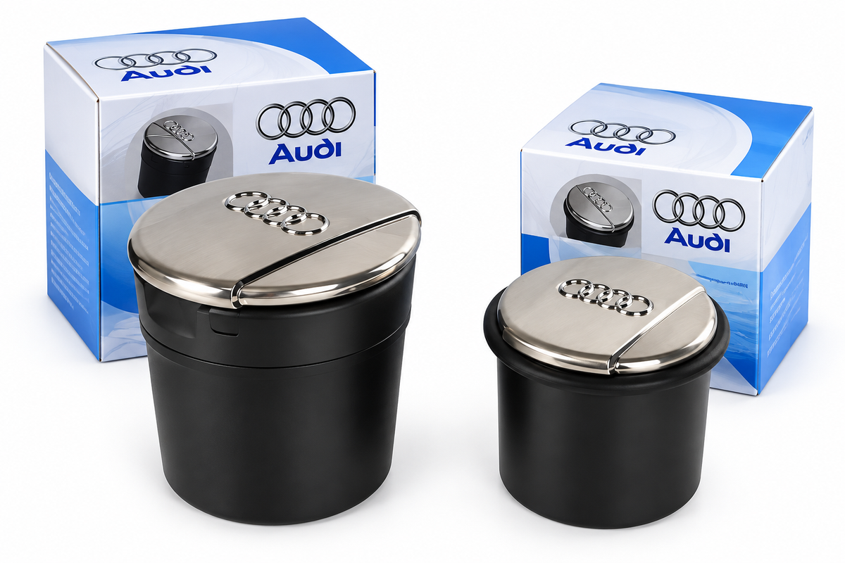 Универсален автомобилен пепелник Audi с метален капак A3 A4 A5 A6 A7 A8 Q3 Q5 Q7 Q8