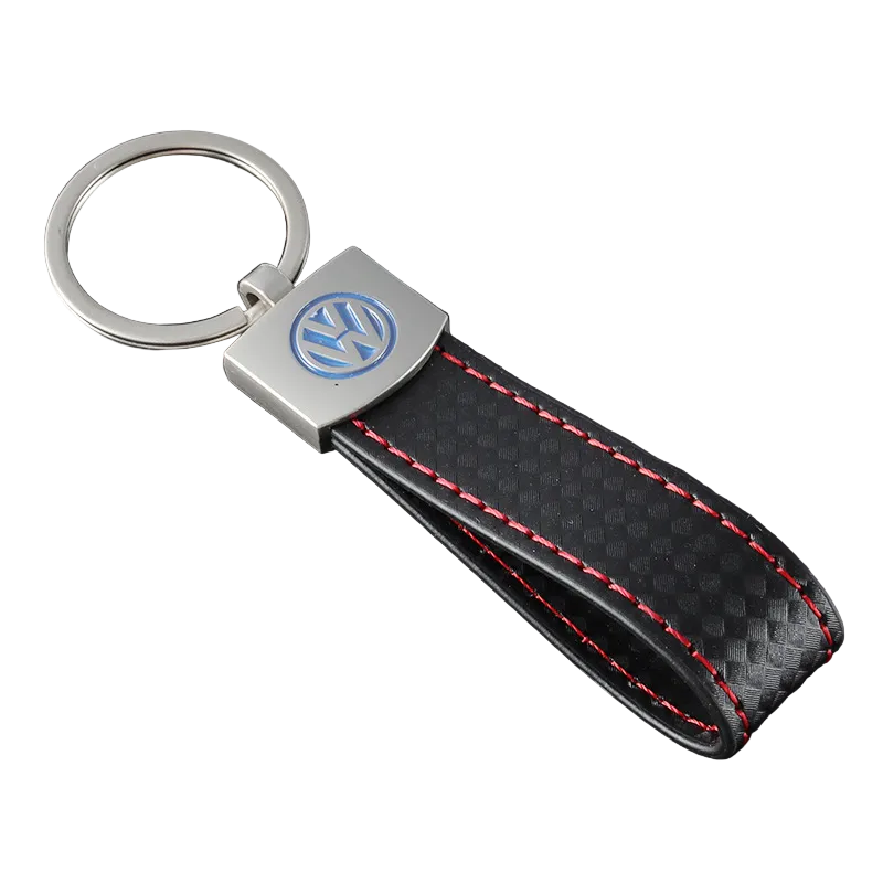 VW Ключодържател – Карбон Дизайн с Червени Шевове