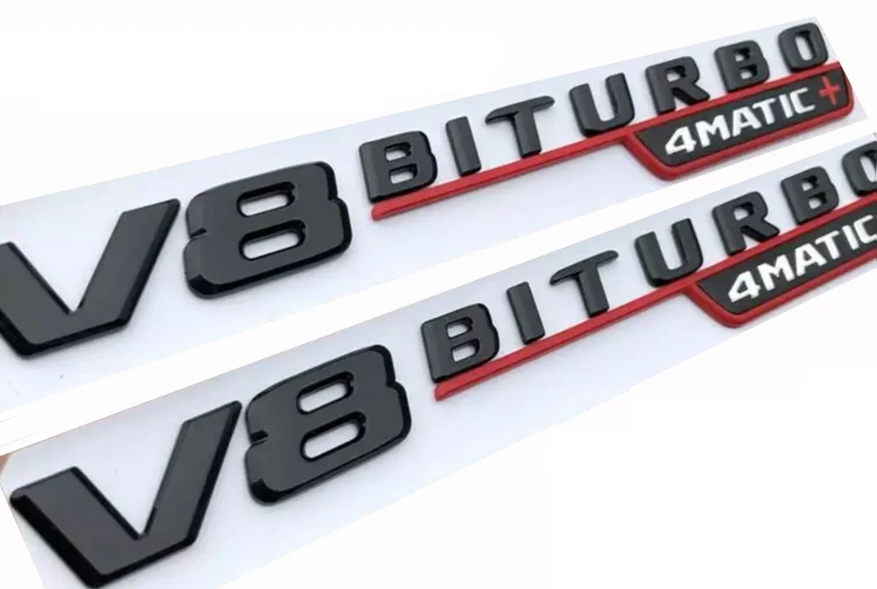 Емблема 2бр V8 BITURBO 4matic Черен + червен