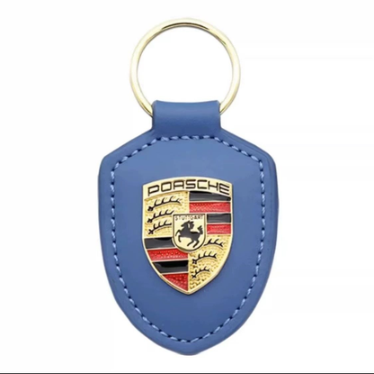 Луксозен кожен ключодържател Porsche с метална емблема