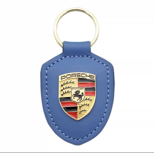 Луксозен кожен ключодържател Porsche с метална емблема