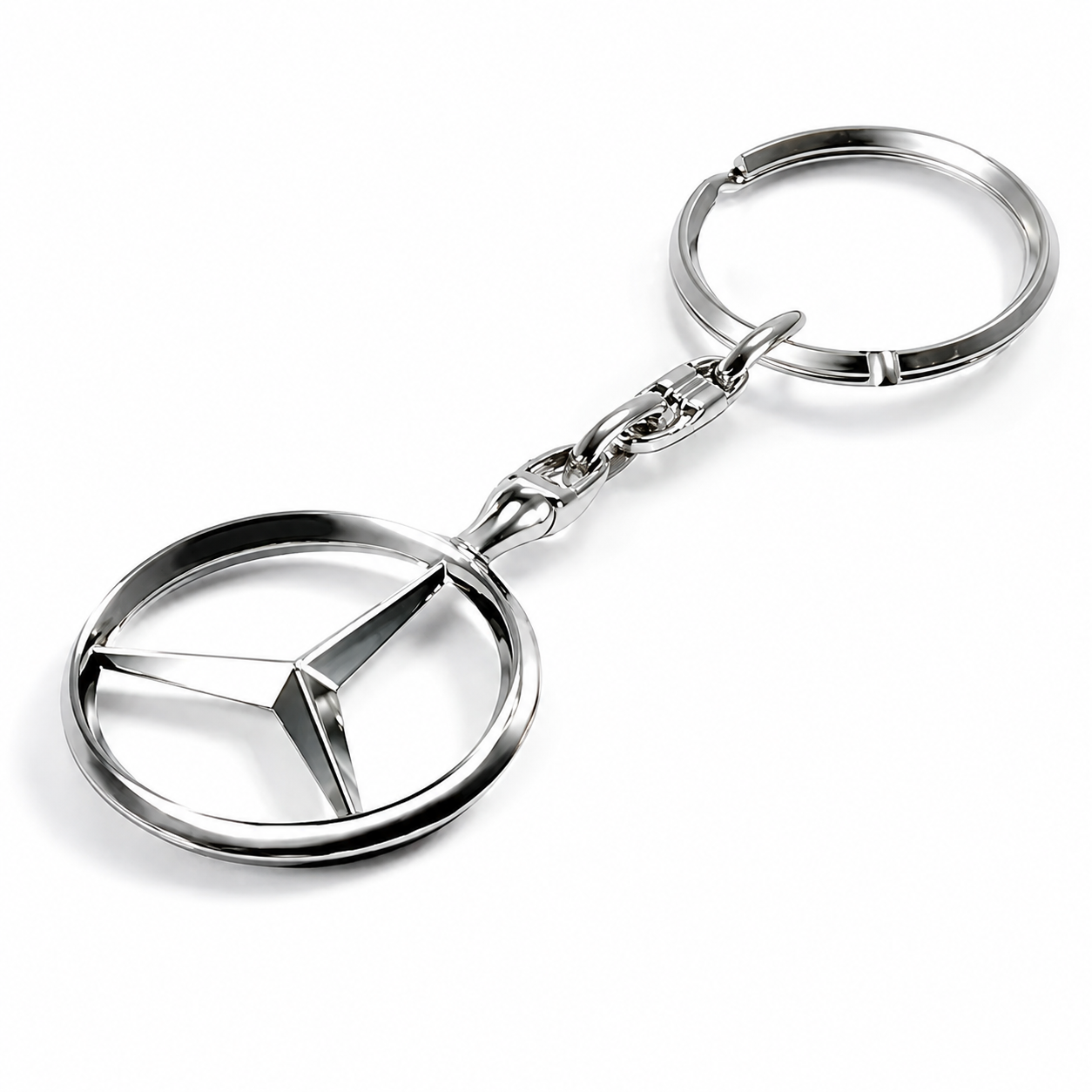 Метален ключодържател Mercedes-Benz с емблема – сребрист