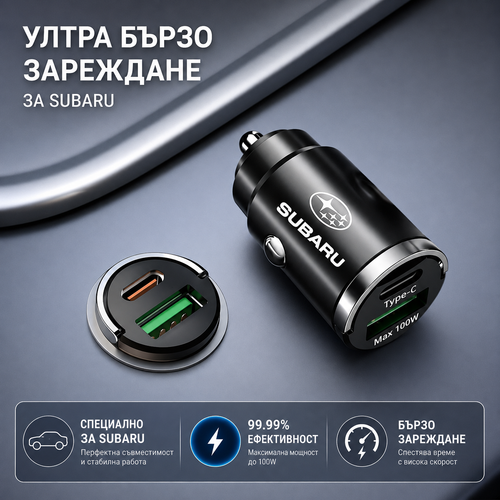 Автомобилно зарядно 100W с USB-C и USB – Бързо зареждане