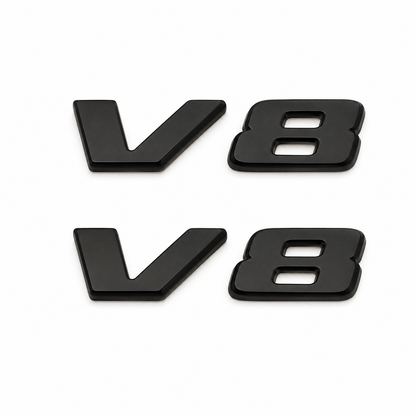 V8 Емблема за Автомобил – Сребриста Самозалепваща | 1 Брой ЧЕРЕН