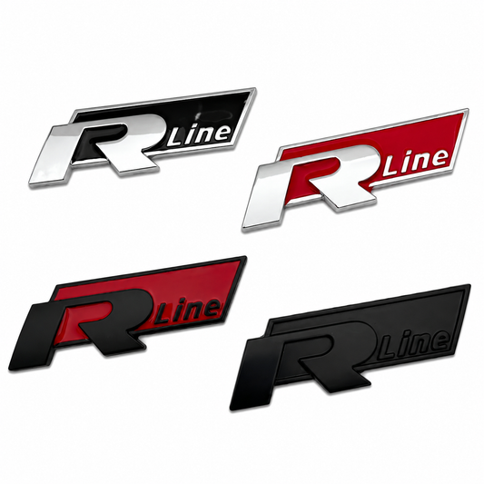 Емблема Volkswagen R-Line – Метална лепяща емблема за решетка, калник и багажник