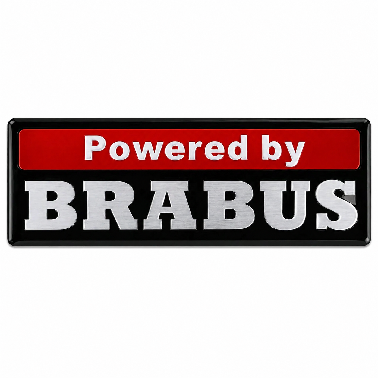 Алуминиева емблема Powered by BRABUS лепяща Черна 8х3см