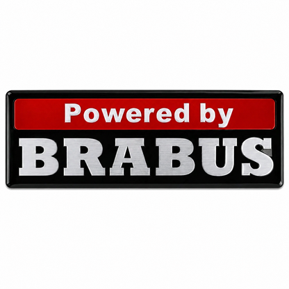 Алуминиева емблема Powered by BRABUS лепяща Черна 8х3см