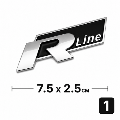 Емблема Volkswagen R-Line – Метална лепяща емблема за решетка, калник и багажник