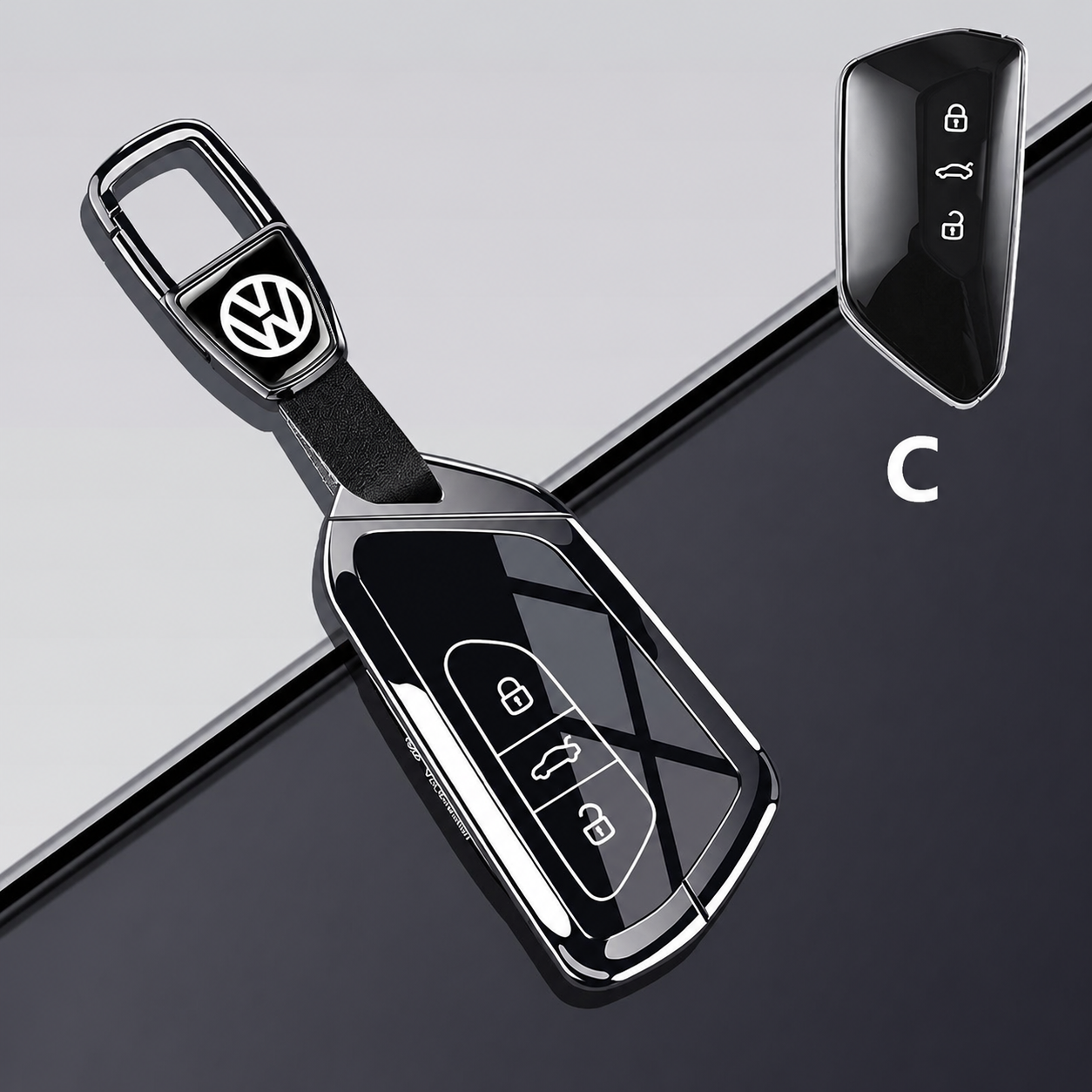 Калъф за автомобилен ключ Volkswagen – черен с ключодържател
