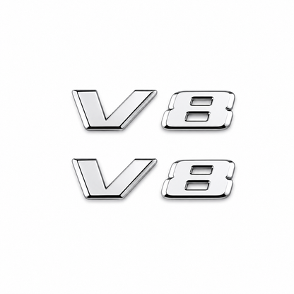 V8 Емблема за Автомобил – Сребриста Самозалепваща | 1 Брой СИВ