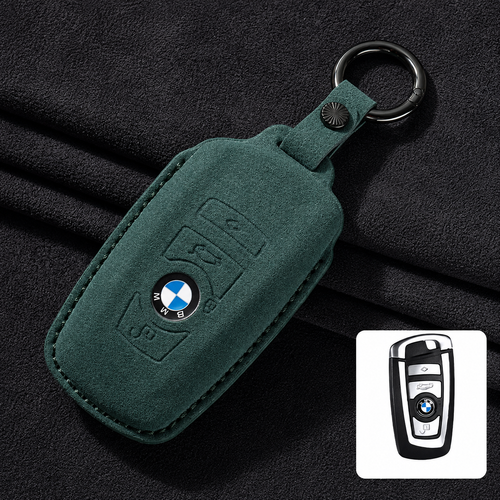Премиум калъф за ключ BMW от Алкантара с ключодържател – 3 цвята ЗЕЛЕН