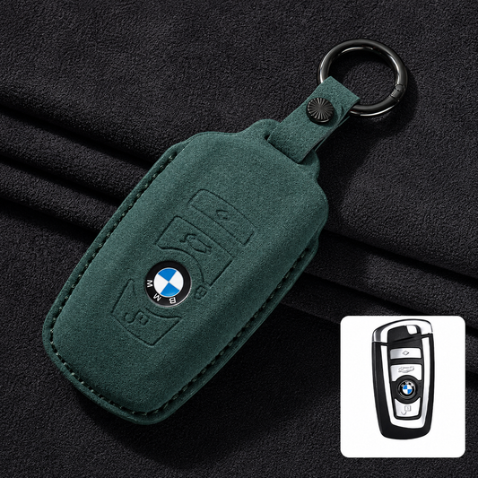 Премиум калъф за ключ BMW от Алкантара с ключодържател – 3 цвята ЗЕЛЕН