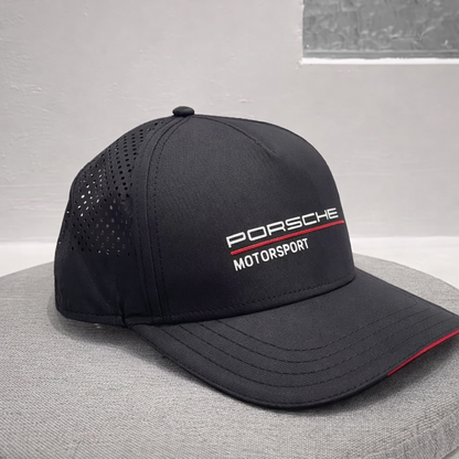 Спортна шапка Porsche Motorsport – черна с червени детайли