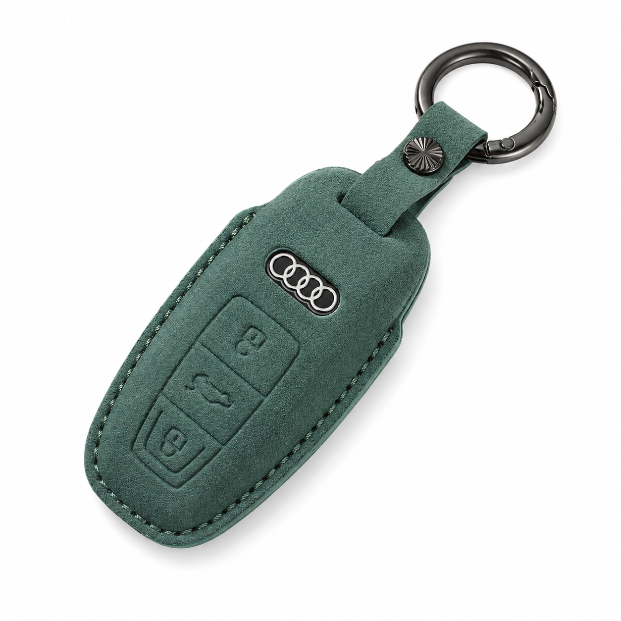 Калъф за ключ Audi от Алкантара с метален ключодържател – Премиум защита ЗЕЛЕН