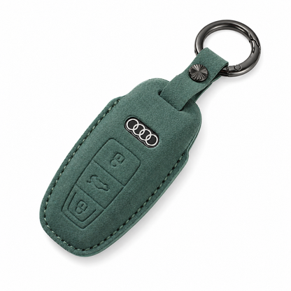 Калъф за ключ Audi от Алкантара с метален ключодържател – Премиум защита ЗЕЛЕН
