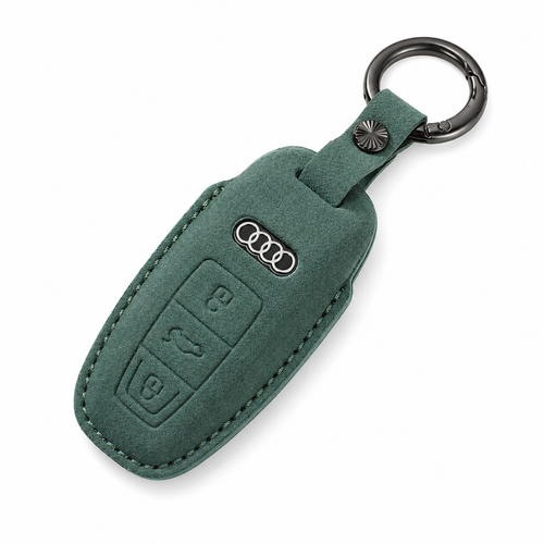 Калъф за ключ Audi от Алкантара с метален ключодържател – Премиум защита ЗЕЛЕН