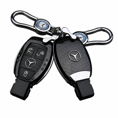 Калъф за ключ Mercedes с карбонов дизайн + метален ключодържател