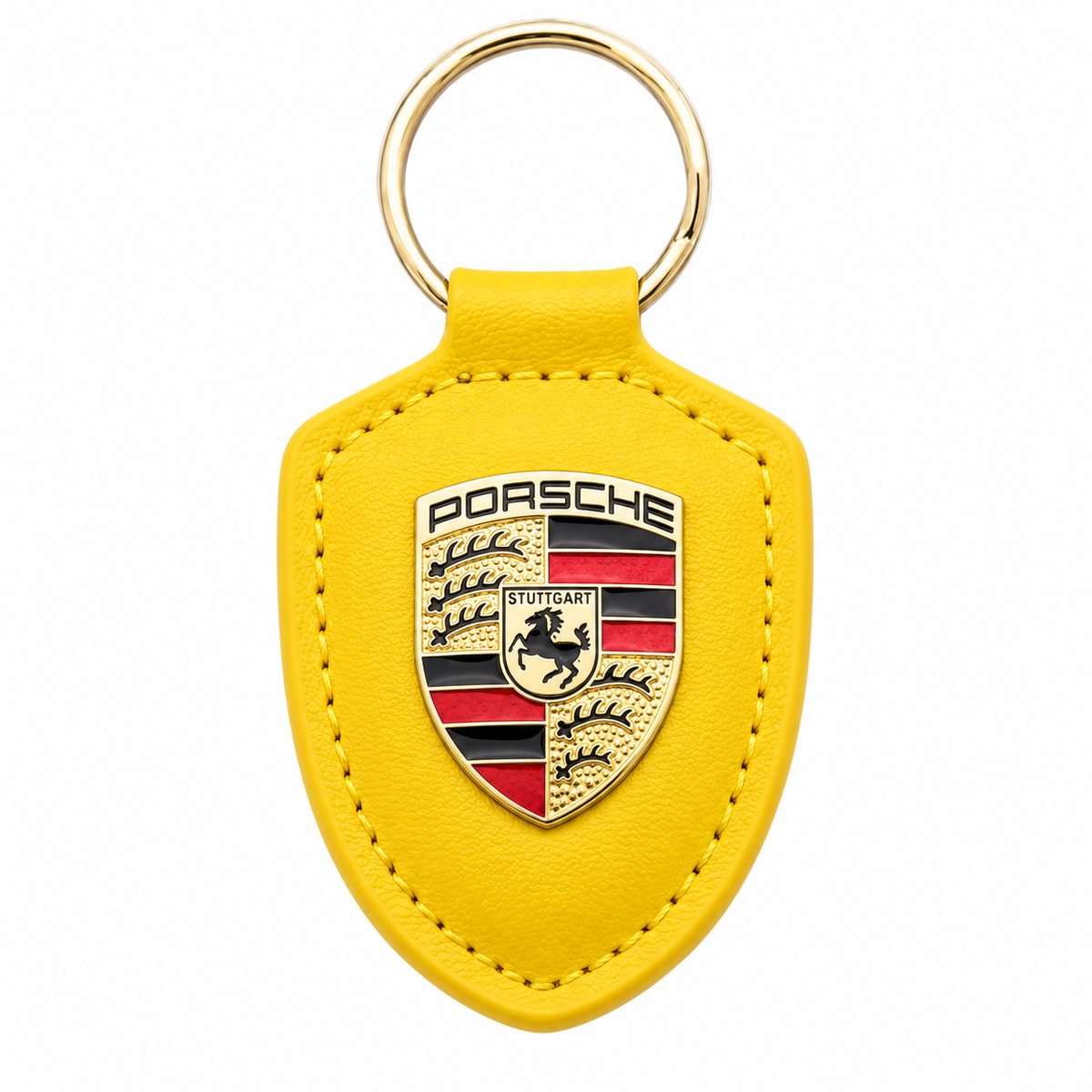 Луксозен кожен ключодържател Porsche с метална емблема