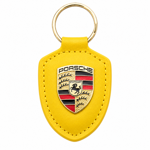 Луксозен кожен ключодържател Porsche с метална емблема