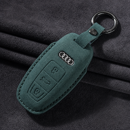 Калъф за ключ Audi от Алкантара с метален ключодържател – Премиум защита