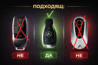 Метален калъф за ключ Mercedes-Benz + ключодържател премиум дизайн