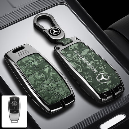 Метален калъф за ключ Mercedes-Benz + ключодържател премиум дизайн ЗЕЛЕН
