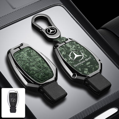 Метален калъф за ключ Mercedes-Benz + ключодържател премиум дизайн ЗЕЛЕН