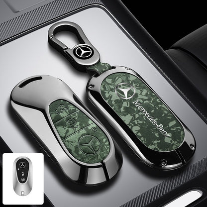 Метален калъф за ключ Mercedes-Benz + ключодържател премиум дизайн ЗЕЛЕН