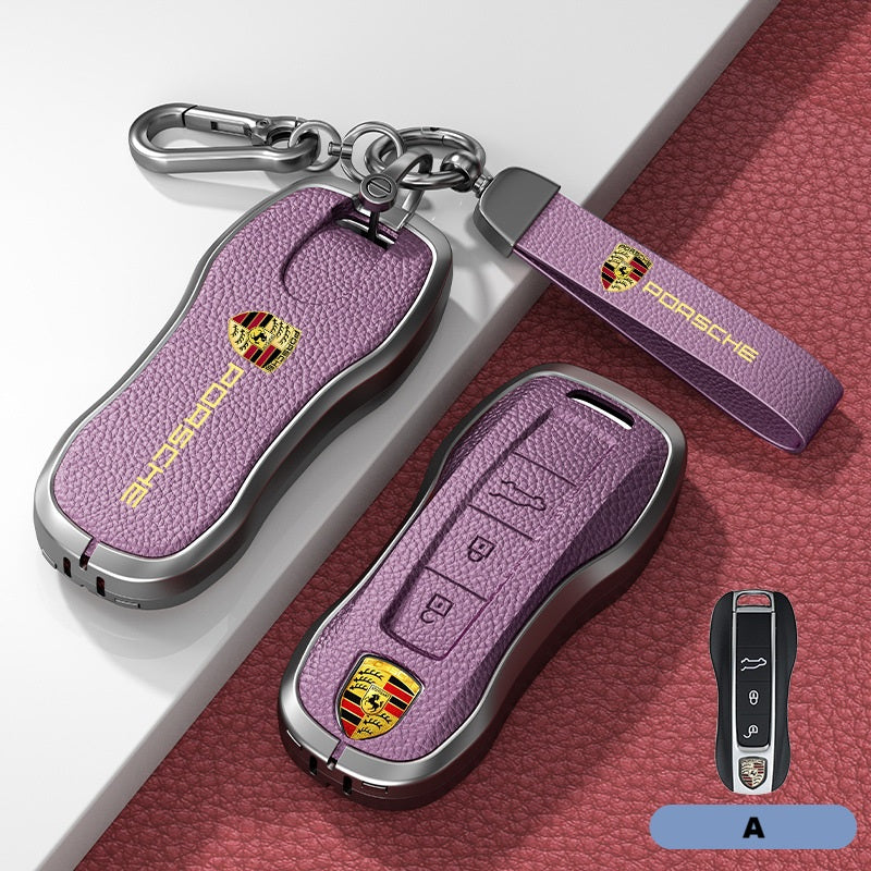 Калъф за ключ Porsche – кожа + метал (луксозен дизайн) ЛИЛАВ А