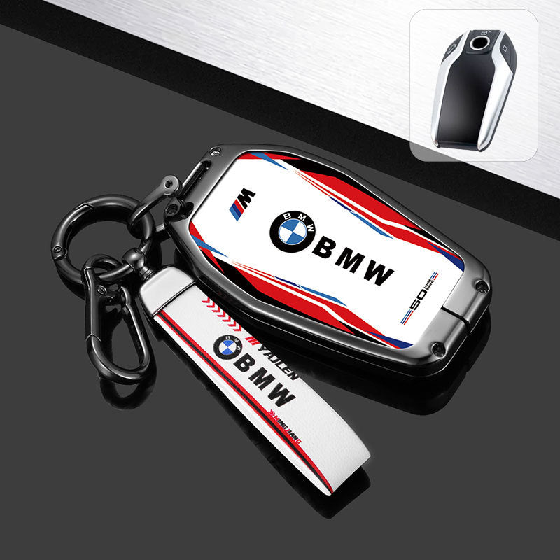 Премиум калъф за BMW ключ – метален корпус 360° защита (F1 стил) БЯЛ