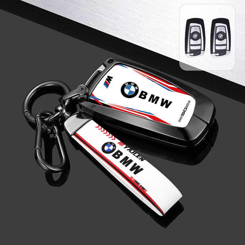 Премиум калъф за BMW ключ – метален корпус 360° защита (F1 стил) БЯЛ