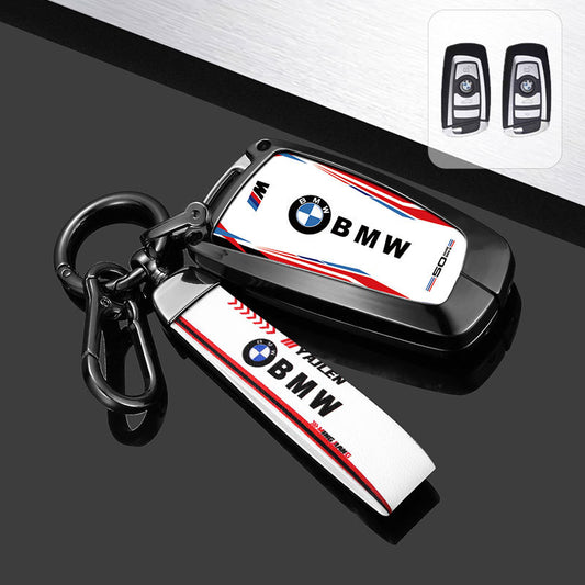 Премиум калъф за BMW ключ – метален корпус 360° защита (F1 стил) БЯЛ