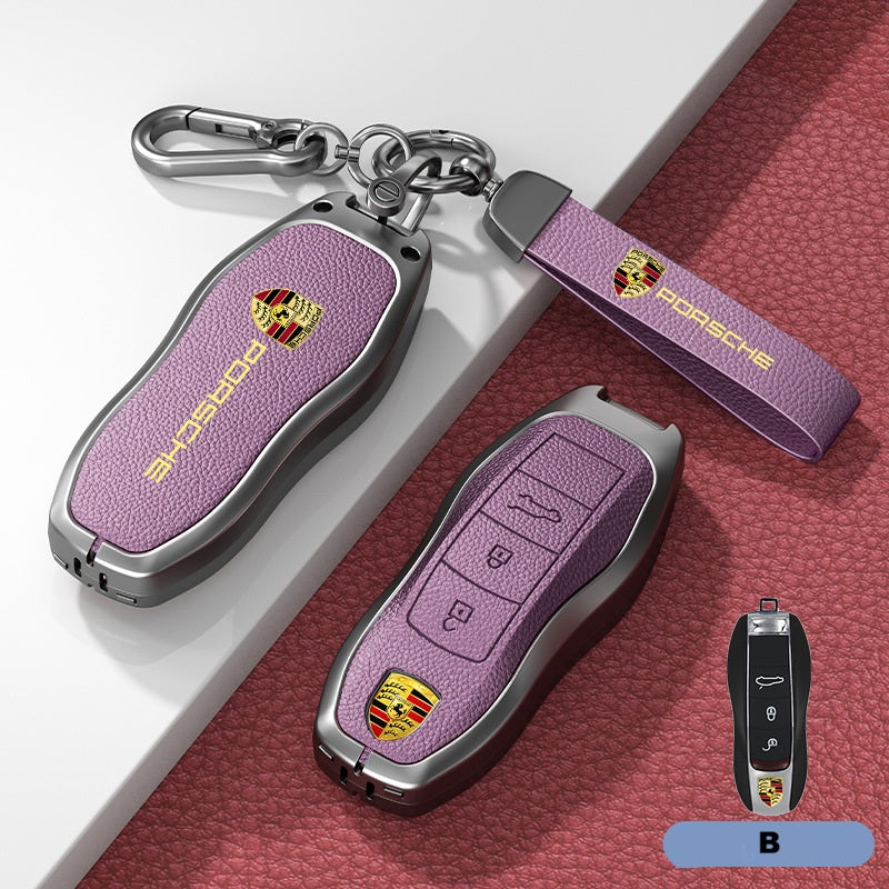 Калъф за ключ Porsche – кожа + метал (луксозен дизайн) ЛИЛАВ B
