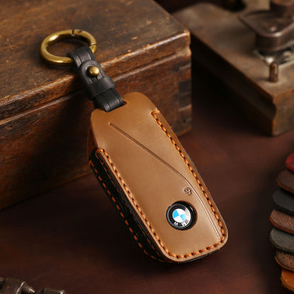Ръчно изработен кожен калъф за BMW ключ – Premium Handmade (3 цвята) КАФЯВ
