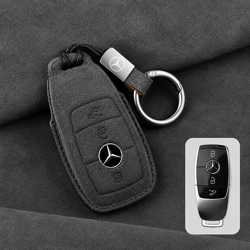 Луксозен калъф за ключ Mercedes от Алкантара с ключодържател