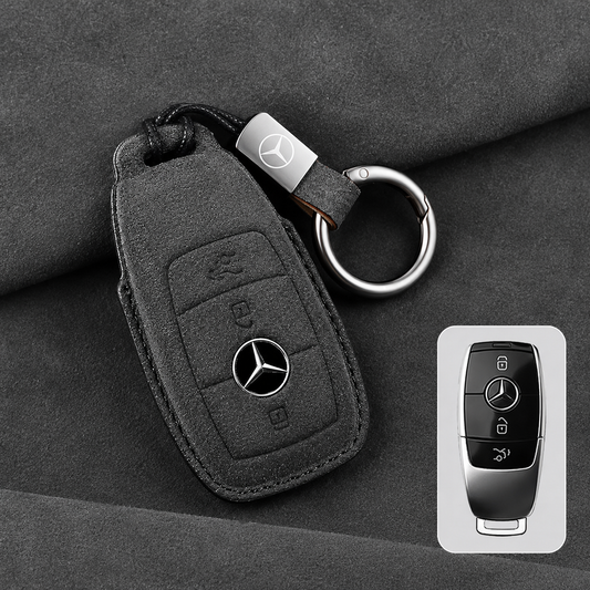Луксозен калъф за ключ Mercedes от Алкантара с ключодържател