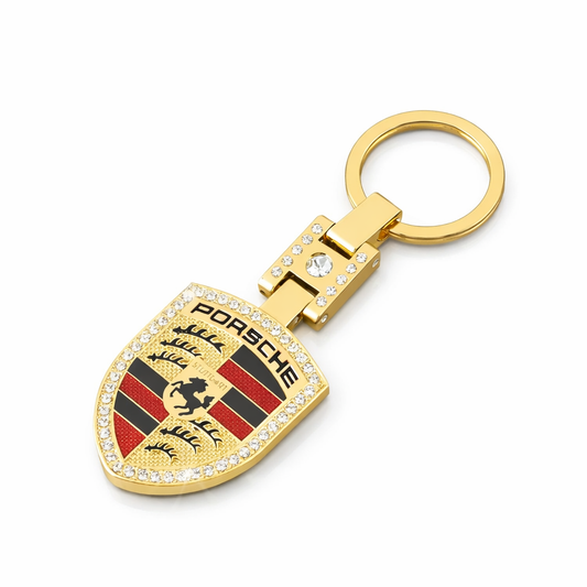 Луксозен Ключодържател Porsche – Златно Изпълнение с Кристали